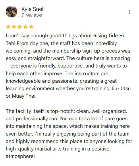 Adult student review photo for Rising Tide Hi Tech martial arts Hanover MD