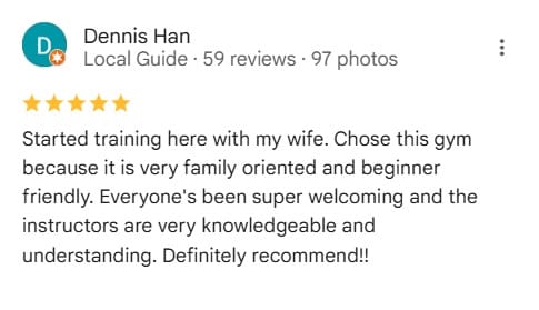 Adult BJJ student review photo at Rising Tide Hi Tech martial arts Hanover