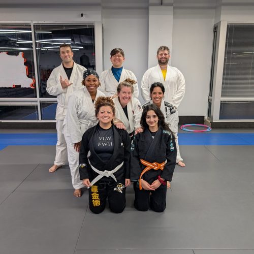 Adult beginner jiu-jitsu class students at Rising Tide Hi Tech in Hanover MD